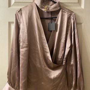 EVNL lavender blouse size L with cuffed sleeves